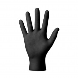 FIXON Nitrile Diamond Glove Textured 6mil 240mm Black M (50pcs/25 Pairs)