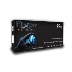FIXON Nitrile Diamond Glove Textured 6mil 240mm Black L (50pcs/25 Pairs)